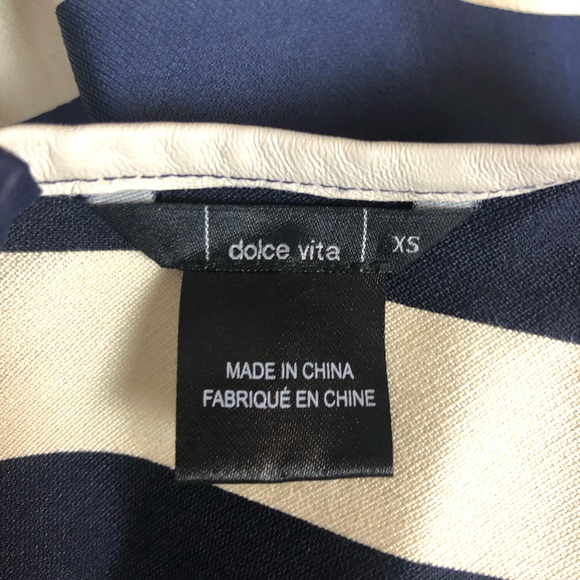 DOLCE VITA navy & gold striped nautical dress Sz XS - Picture 9 of 10